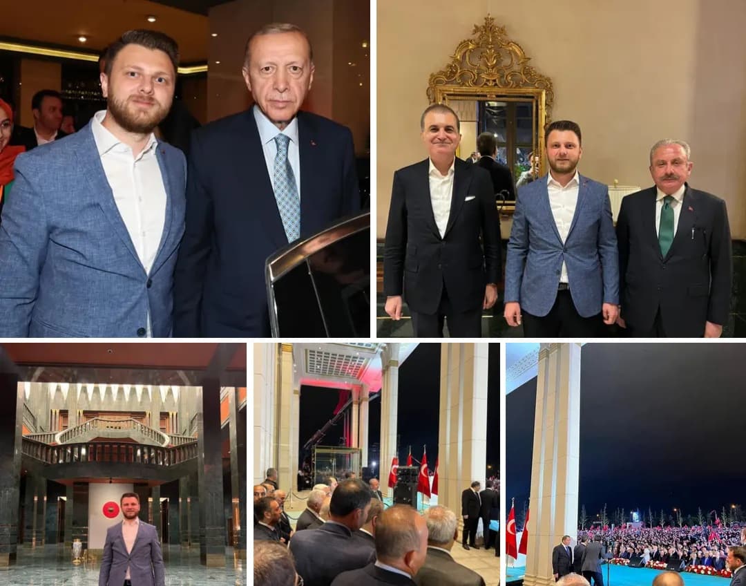 Ömer Yazıcıoğlu’nun çeşitli görüşme ve etkinliklerden karelerini bir araya getiren kolaj